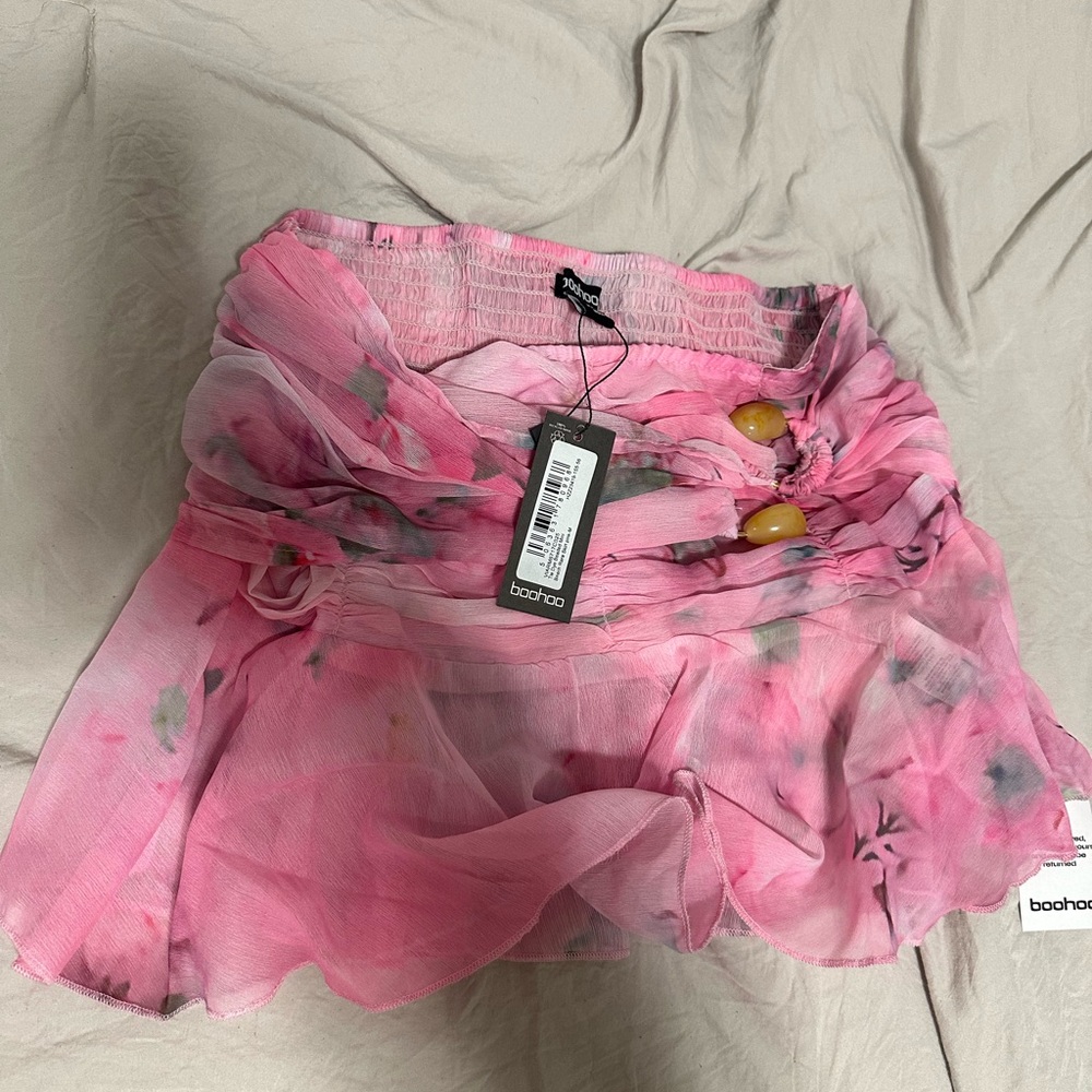 Boohoo Pink Tie-Dye Mini Skirt